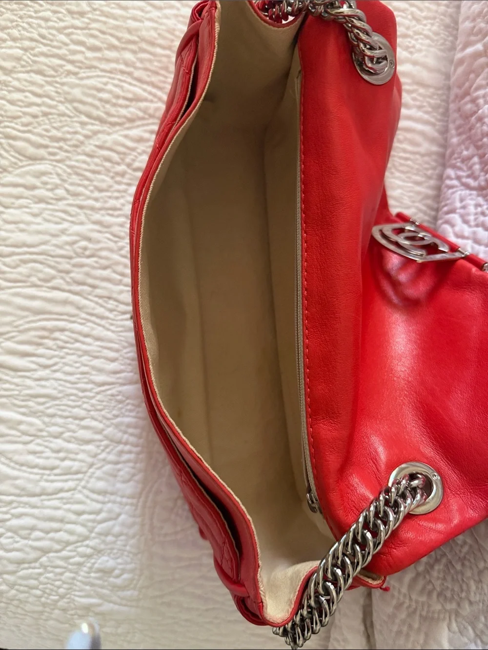 Chanel Quilted Red Chain-Handle Shoulder Bag
